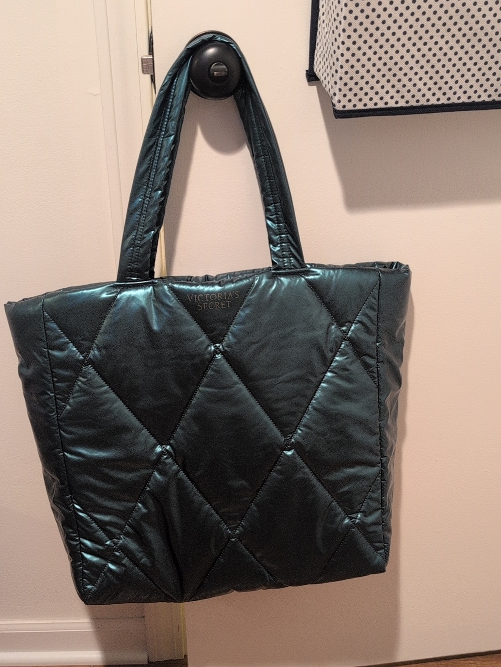 Victoria's Secret Quilted Shiny Teal Tote